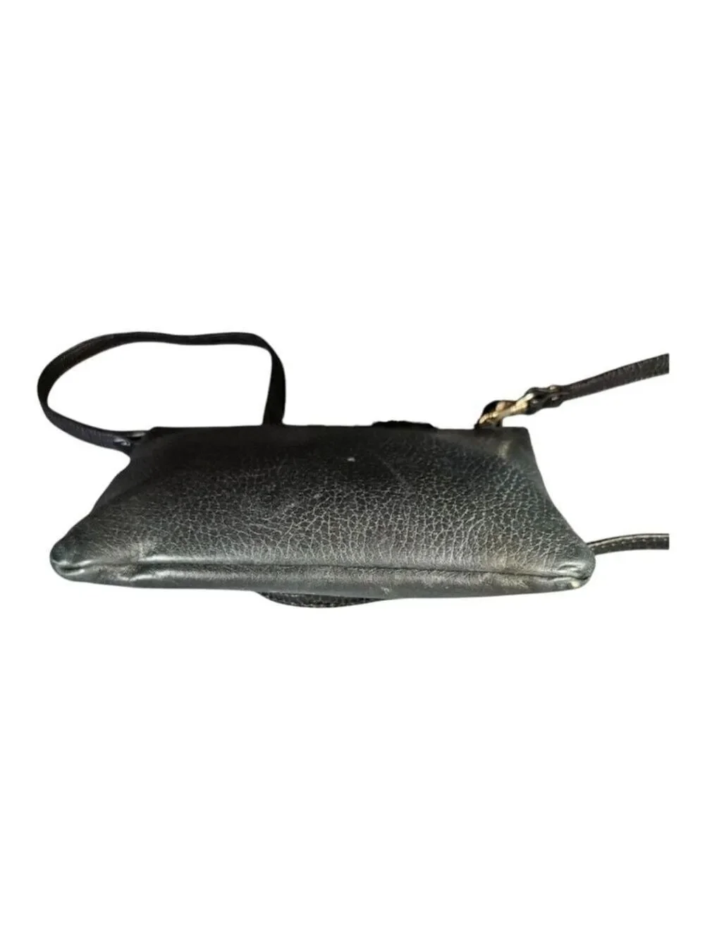 Brighton One Size Black Brown Croc Embossed Leather Crossbody Bag - Picture 7 of 15